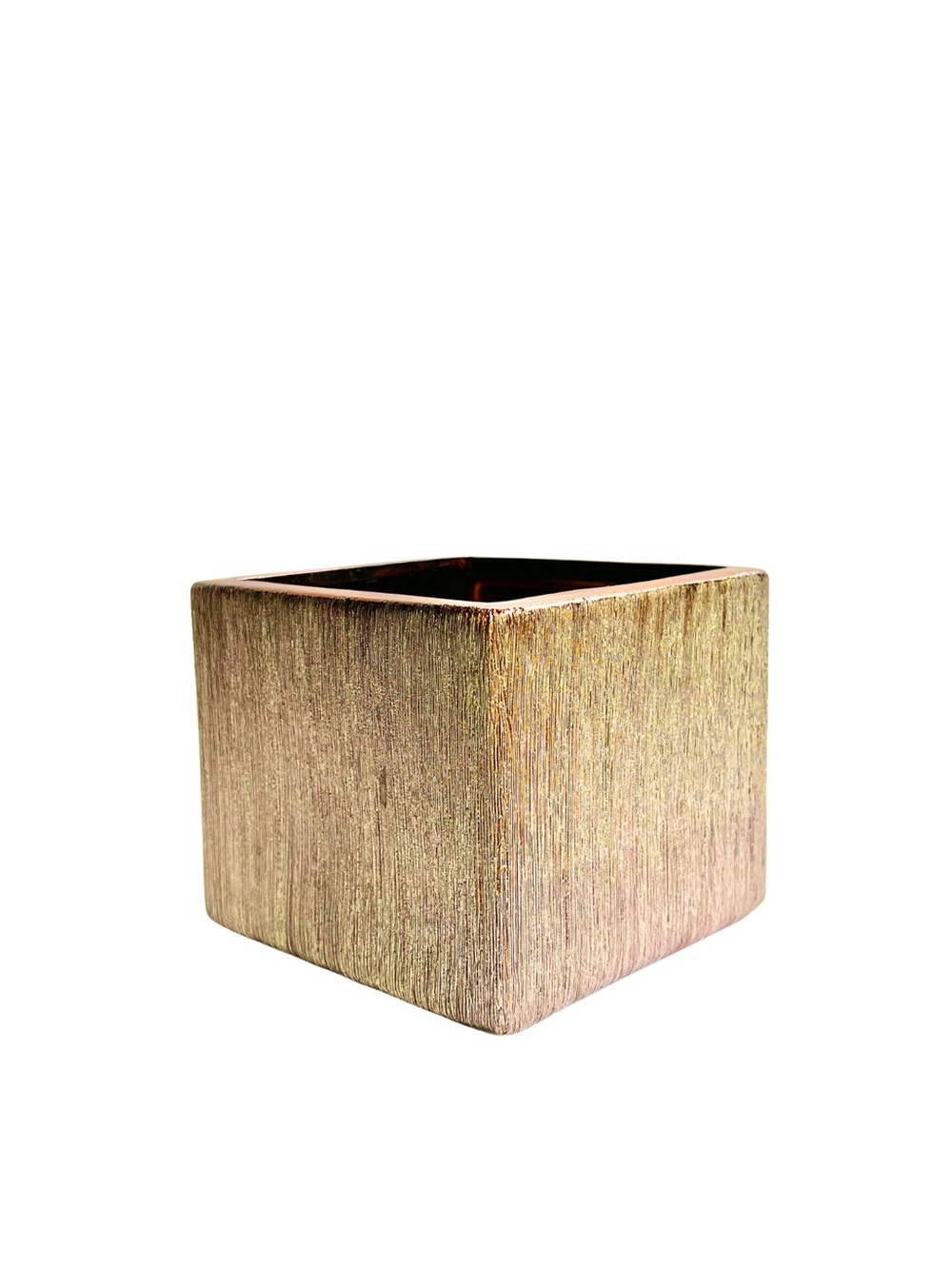 Gold Textured Square Decorative Planter